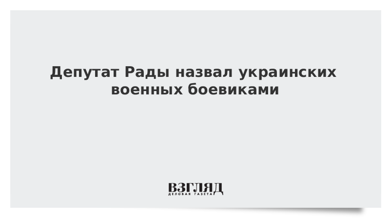 Депутат Рады назвал украинских военных боевиками