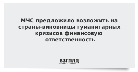 МЧС предложило возложить на страны-виновницы гуманитарных кризисов финансовую ответственность