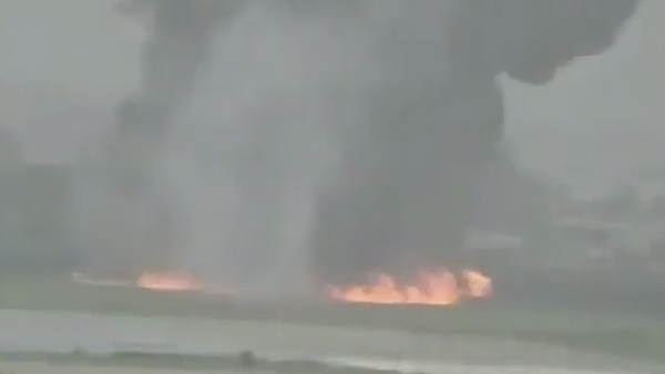 Появилось видео взрыва после столкновения самолета ВВС Индии со стаей птиц