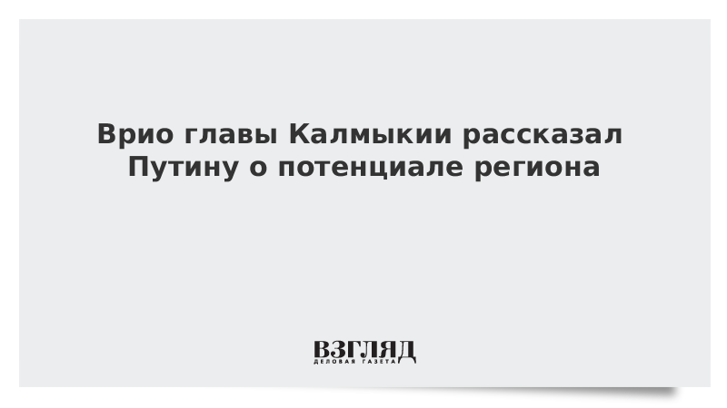 Врио главы Калмыкии рассказал Путину о потенциале региона