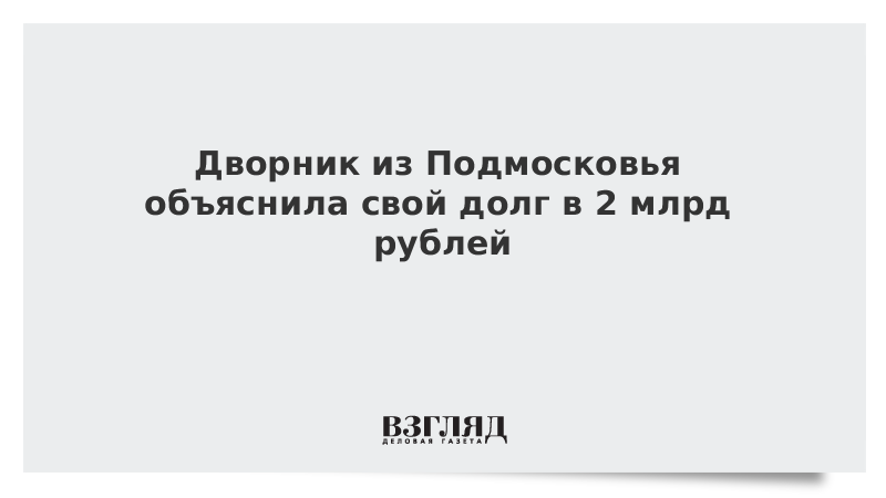 Дворник из Подмосковья объяснила свой долг в 2 млрд рублей