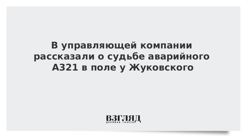 В управляющей компании рассказали о судьбе аварийного А321 в поле у Жуковского