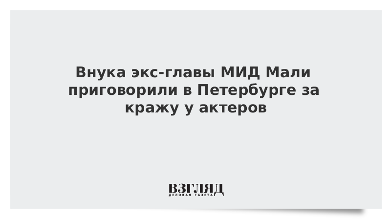 Внука экс-главы МИД Мали приговорили в Петербурге за кражу у актеров